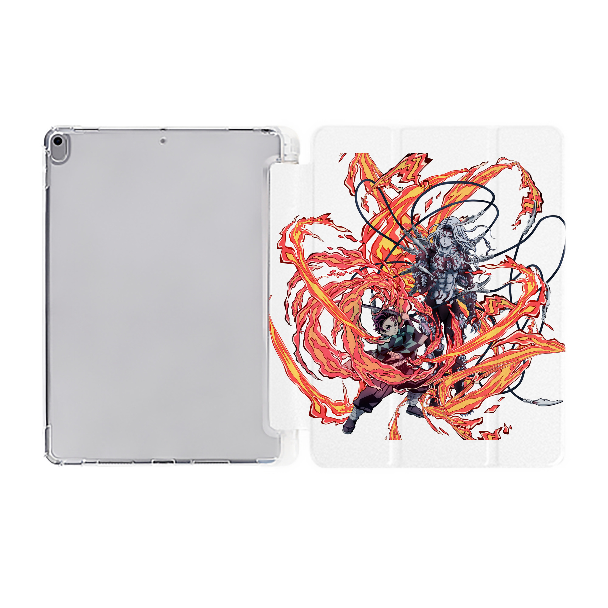 （画像用） 鬼滅の刃 竈門 炭治郎／かまど たんじろう Kamado Tanjirou IPad ケース ペン収納付き 三つ折りスタンド PUレザー×シリコン 対応機種9.5/10.5/10.9インチ